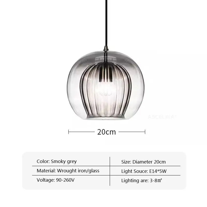 Modern glass chandelier for a creative interior - A20cm / White Light