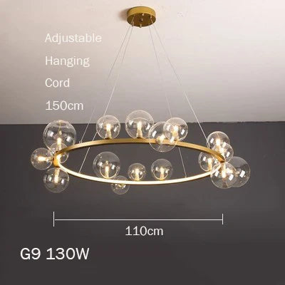 Glass chandelier modern design with bubbles for elegant interior - Warm light / Dia110B