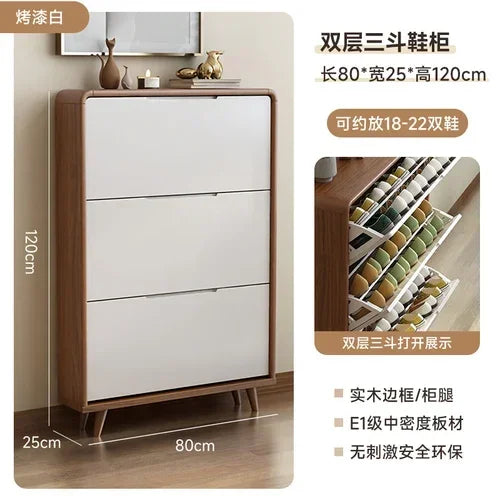 Minimalist vintage wooden shoe shelf and space gain - Style25