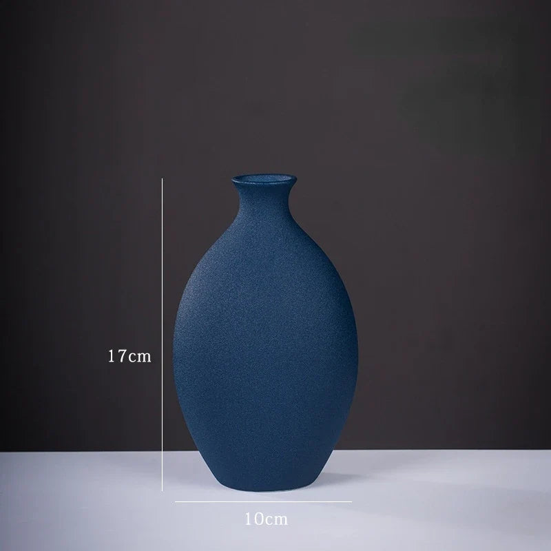 Ceramic Small Vase for Home Decoration, Simple and Modern, Round Flowers, Solid Color, New - 2