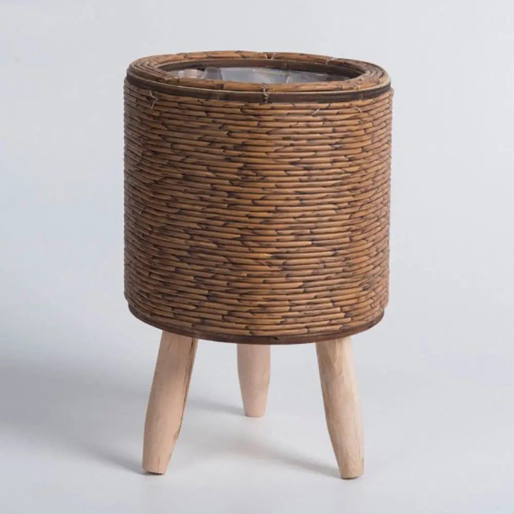 Creative woven rattan flower pot with removable feet and durable support - 182