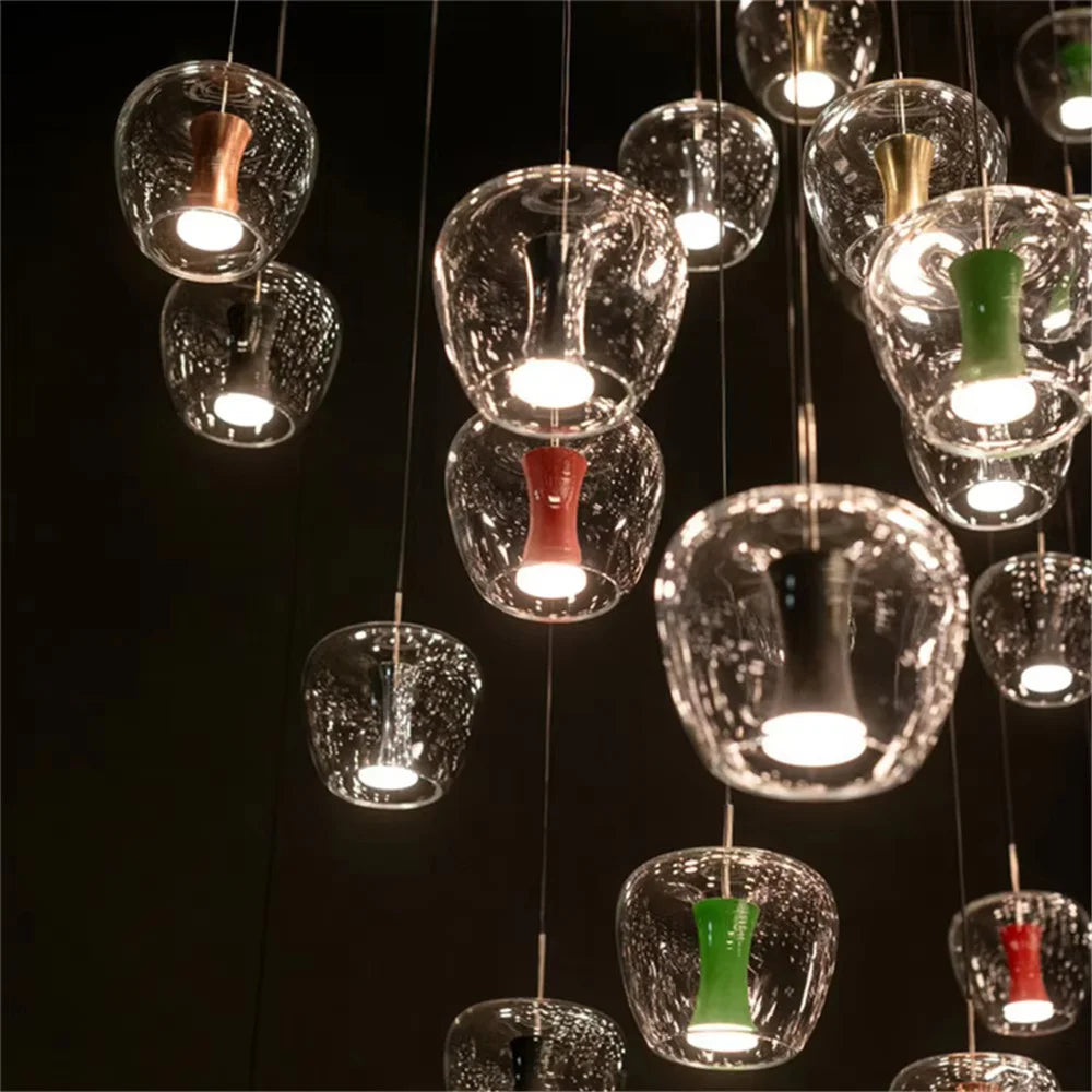 Transparent glass led pendant light in modern design for interior decoration - view 3