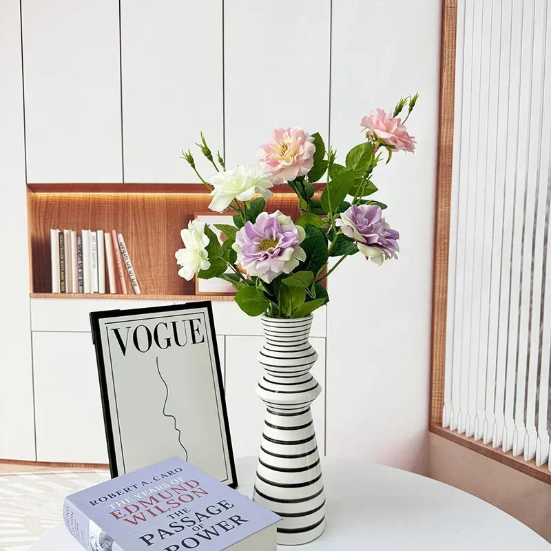 Artificial flowers two pink heads elegant interior decoration - view 3