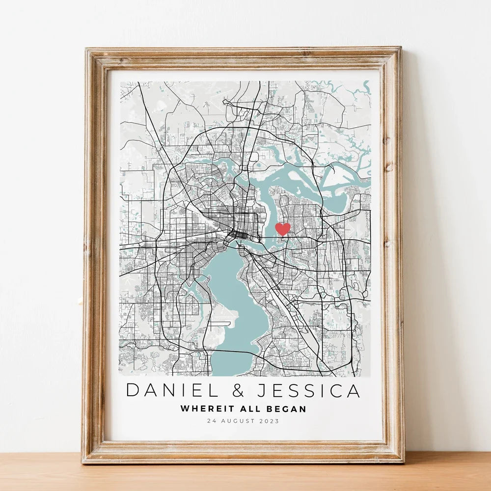 Personalized City Map Romantic Gift, Timeless Memory Design - view 3