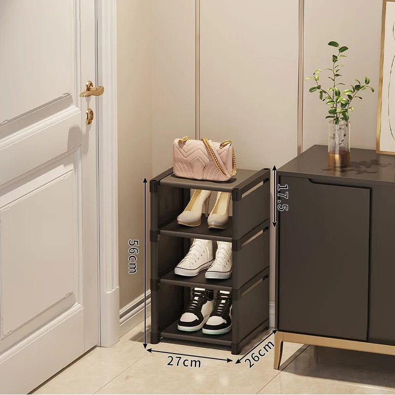 Stackable and adjustable shoe organizer space gain - Black 4 Layers