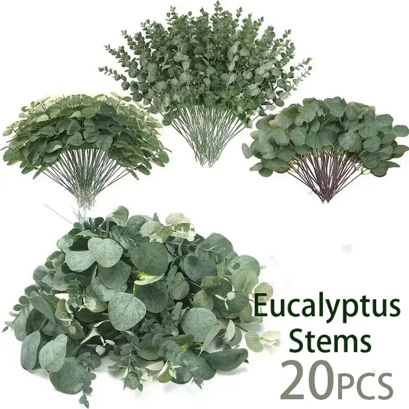 Set of 20 artificial eucalyptus leaves for floral decoration