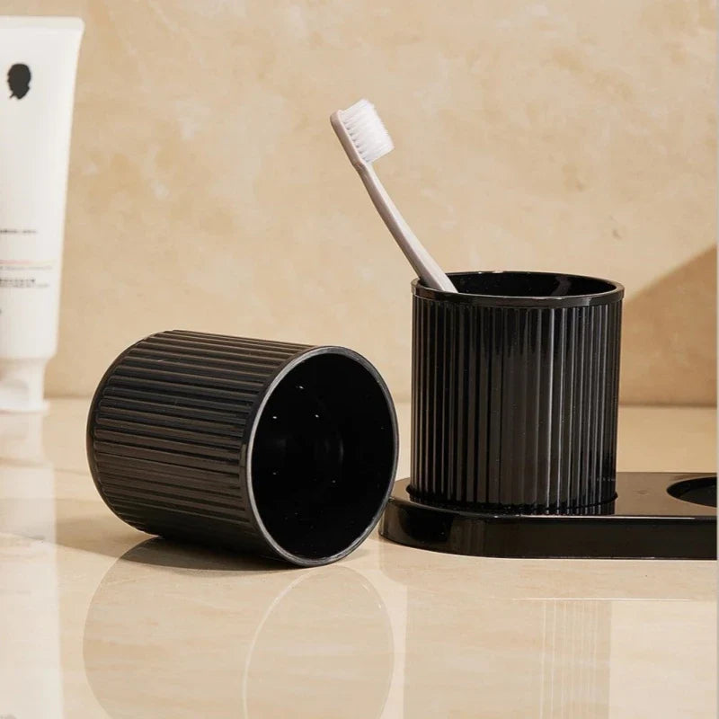 Washing Cup Toothbrush Holder Portable Couple Washing Mouth Cups, Plastic Toothbrush Cup with Tray Base, Bathroom Accessories - view 4