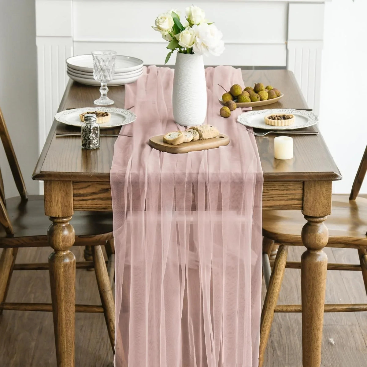 Transparent Gauze Table Runner with Airy Sheer Fall - view 4