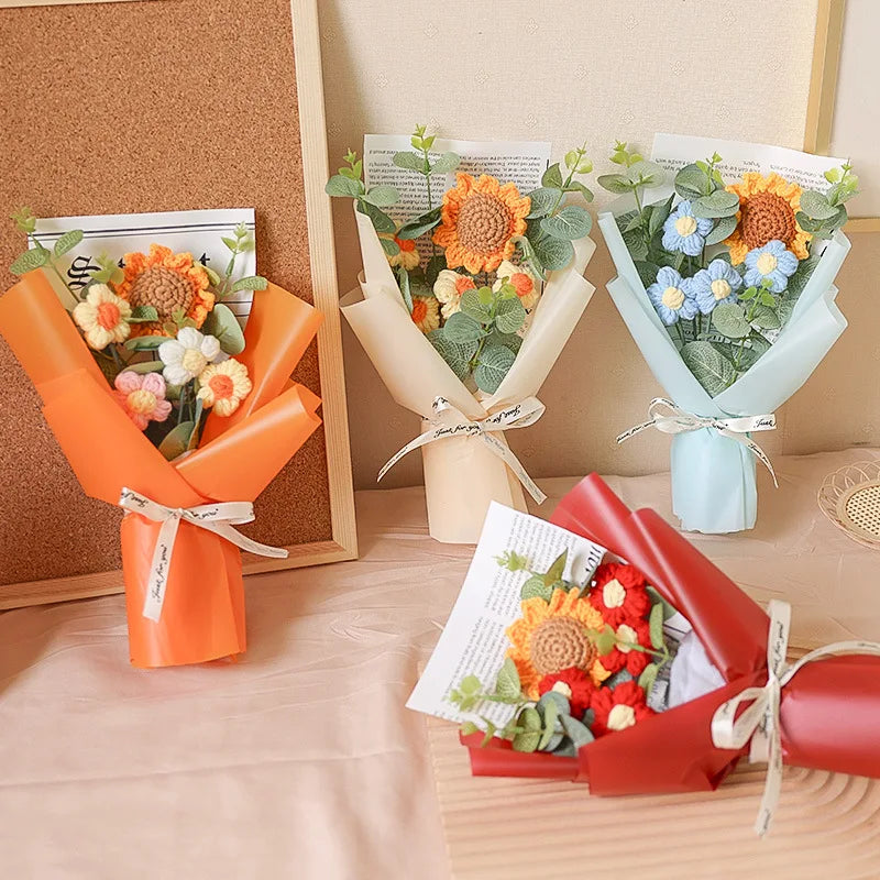 Bouquet of handmade crochet sunflowers for gifts and decorations - view 2