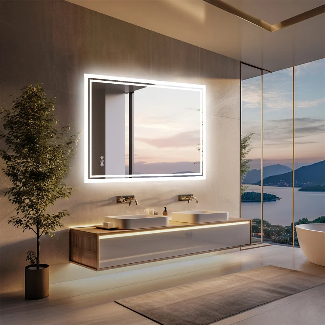 Variable intensity anti-fog backlight mirror for wall mounting - view 3