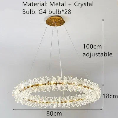 Modern transparent crystal pendant light for interior decoration - Diameter 80 cm / Warm Light