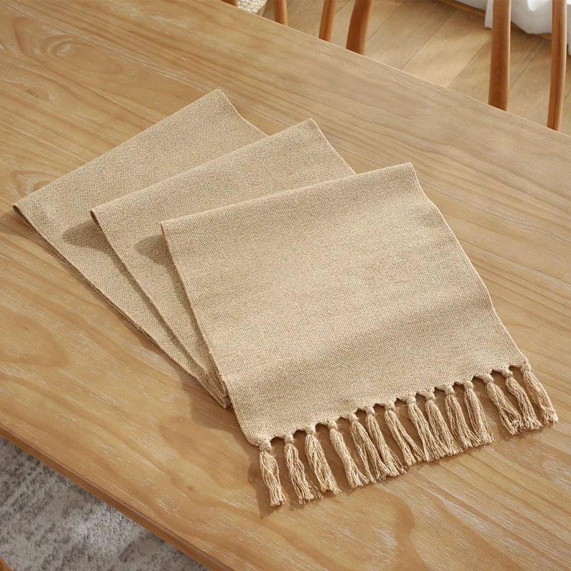 Table runner in linen embroidered rustic style - 32x160cm
