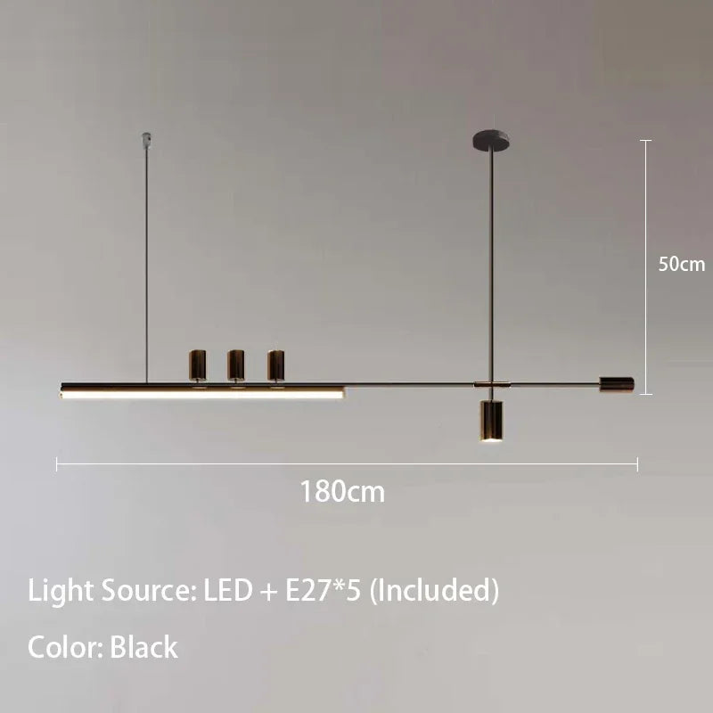 Modern Nordic minimalist design chandelier for interior decoration - C-150cm Black / Neutral Light