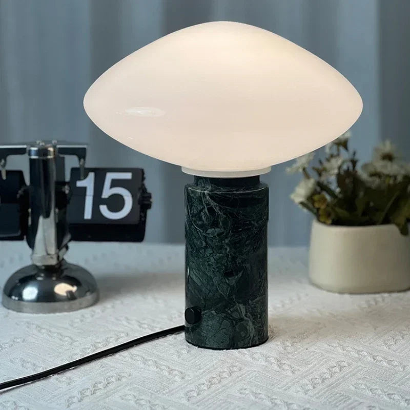 Marble table lamp with Danish design glass ball