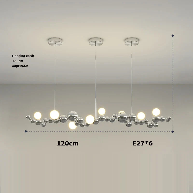 Chandelier led molecular design trend lighting 2024 pendant light - White light / 120cm / Silver frame