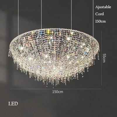 Retro Crystal Chandelier for Elegant Interior Decoration - Warm Light / Dia150cm / Clear Crystal