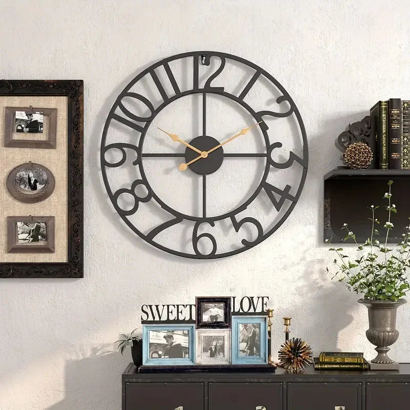 Retro metal wall clock creative decoration for interior - view 5