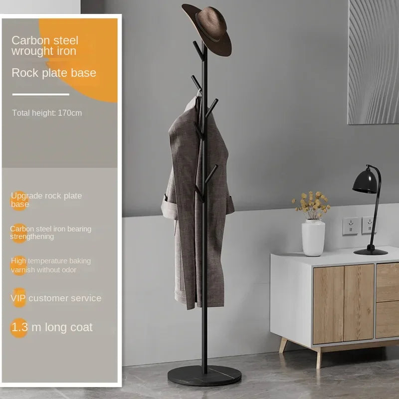 Floor To Floor Bedroom Light Luxury Rock Plate Base Metal Hanger, Marble Scarf and Bag Rack for Entering The Home Coat Rack - Style8