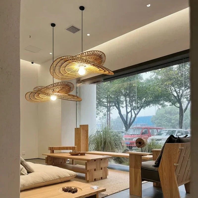 Wabi sabi style during light, rattan even light, dining room home decoration, bedroom living room during light - view 5