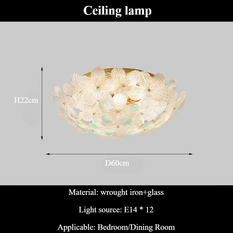 Modern glass pendant light for retro design interior decoration - B-Light Blue D60CM / Warm Light 3000K