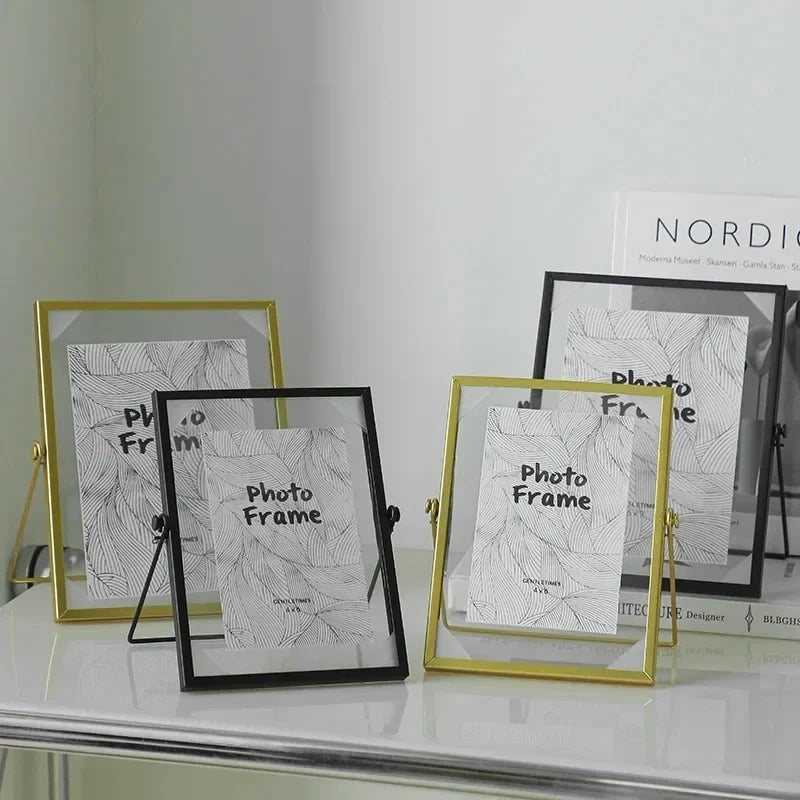 Floating glass photo frame with decorative pressed flowers - view 3