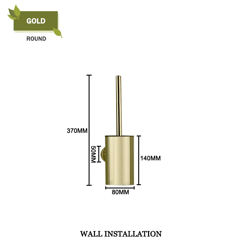 Durable and elegant bathroom brush holder set for bathroom - Short Gold Wall R