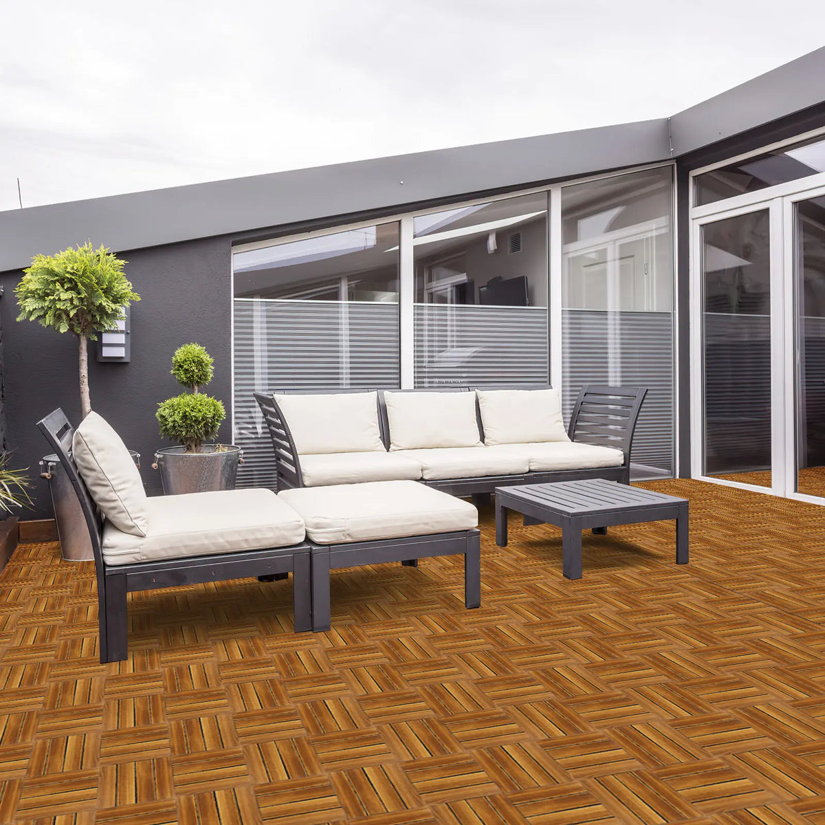 Wood Interlocking Deck Tiles Slip-Resistant for Patios & Balconies - view 2
