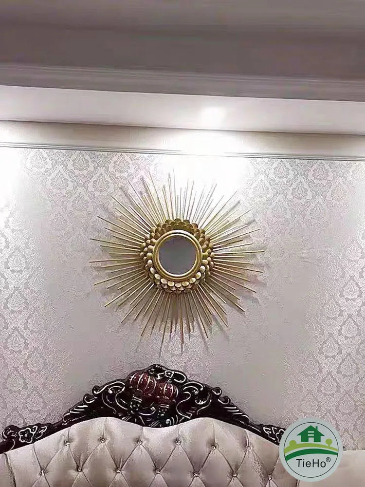 Creative Iron Golden Pendant for Living Room, Luxury Wall Hanging Mirror, Home Hallway decor, Metal Wall Artistic for Bedroom - view 2