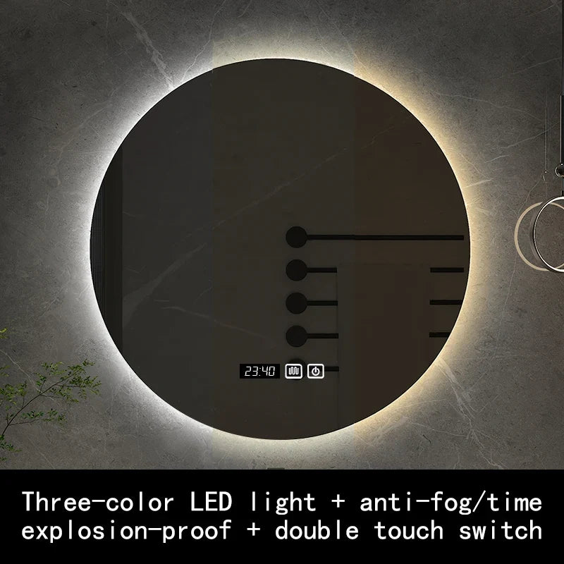 Smart Bluetooth Round Backlit Anti-Fog Mirror - Tricolor Flag Time
