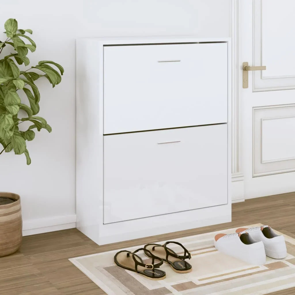 Modern design shoe cabinet in shiny engineering wood
