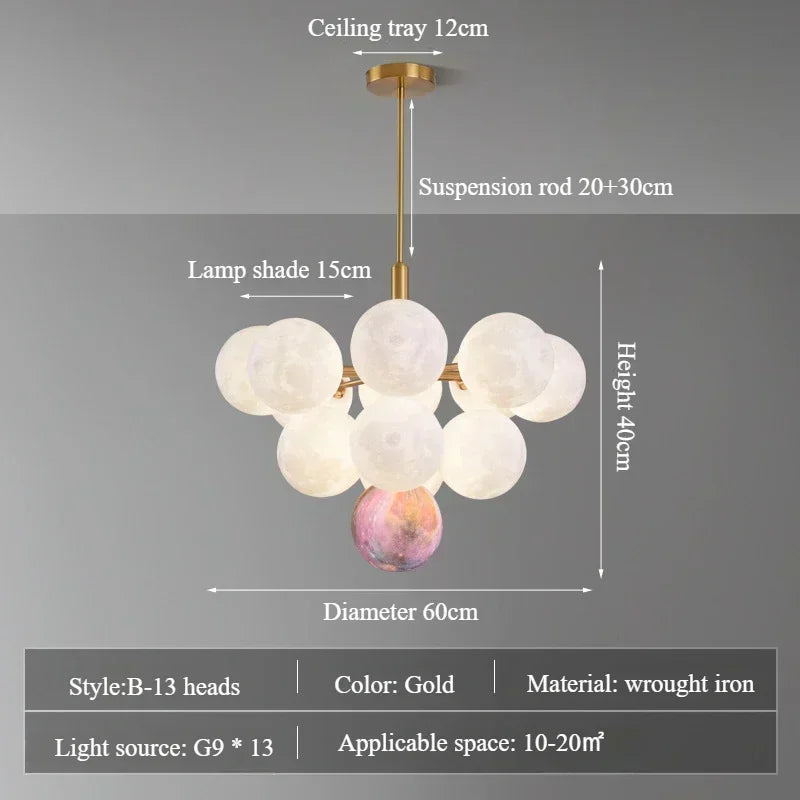 Modern Moon Bubble During, Living Room Dining Room Home Decoration Lighting, LED During - B-13 heads / cold light