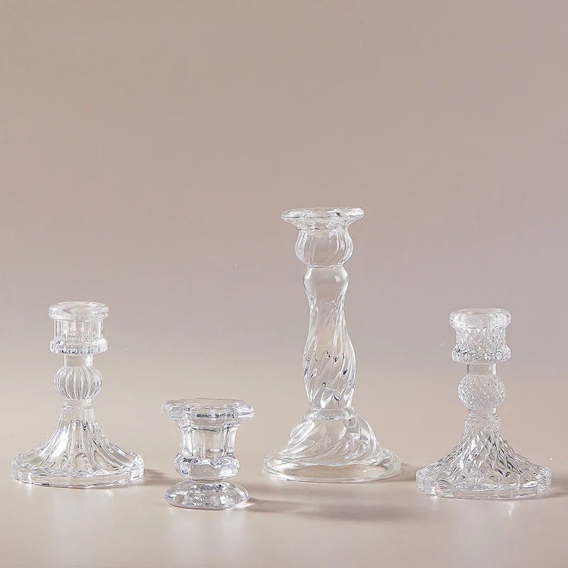 Vintage Clear Crystal Glass Candle Holder, Valentine's Day, Romantic Candlelight Dinner, Shooting Props, Home Wedding decor, Hot - view 5