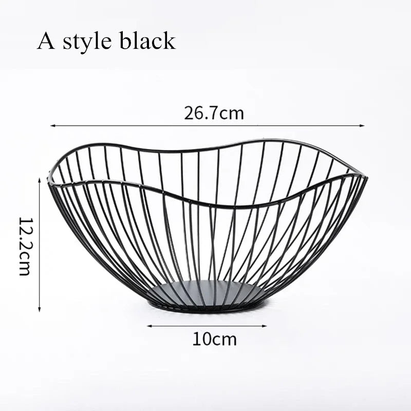 Metal fruit basket for Nordic storage and organization - Black style