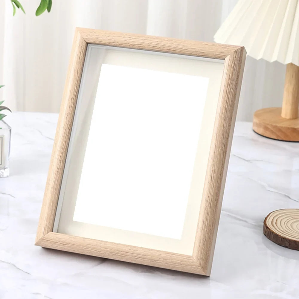 Wooden picture frame for portraits family wedding and travel - Oak Color / 6 inches - 10.1 x 15.2 cm