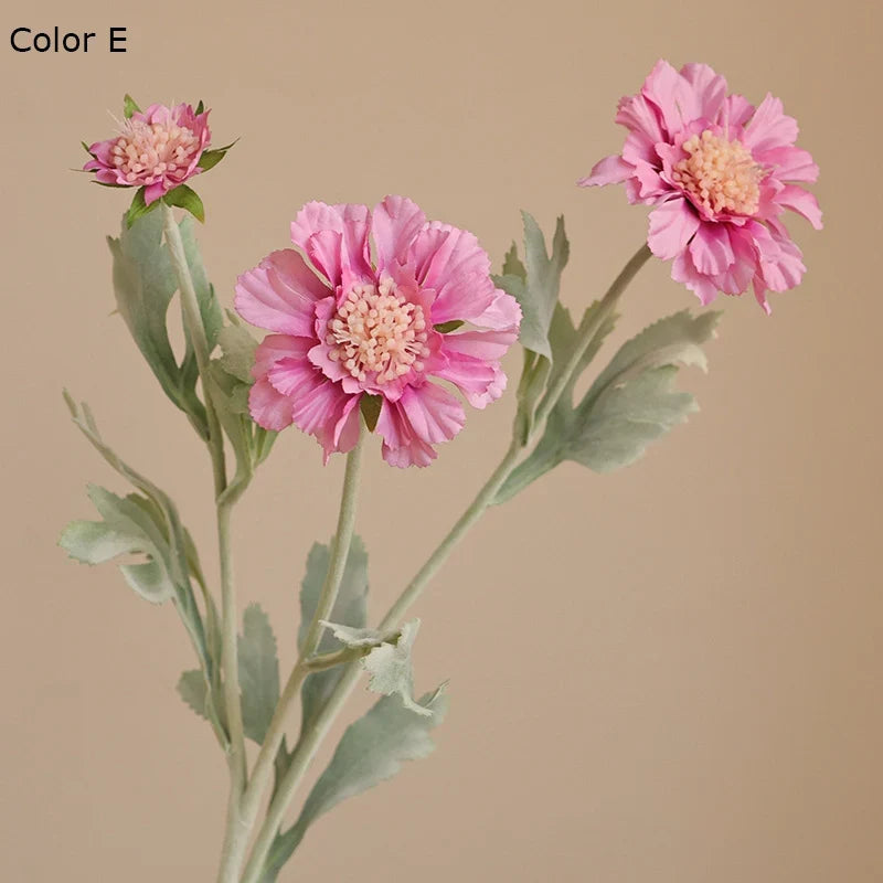 Artificial floccing wheels chrysanthemum floral silk decoration - E 1 PIECES