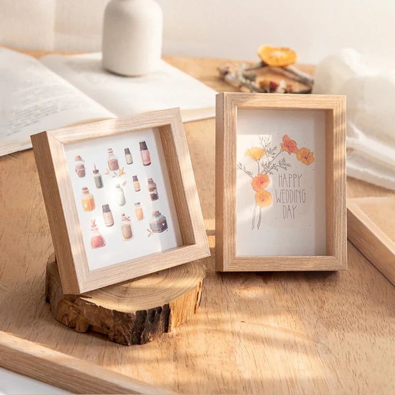 Vintage photo frame in solid wood for decoration and office