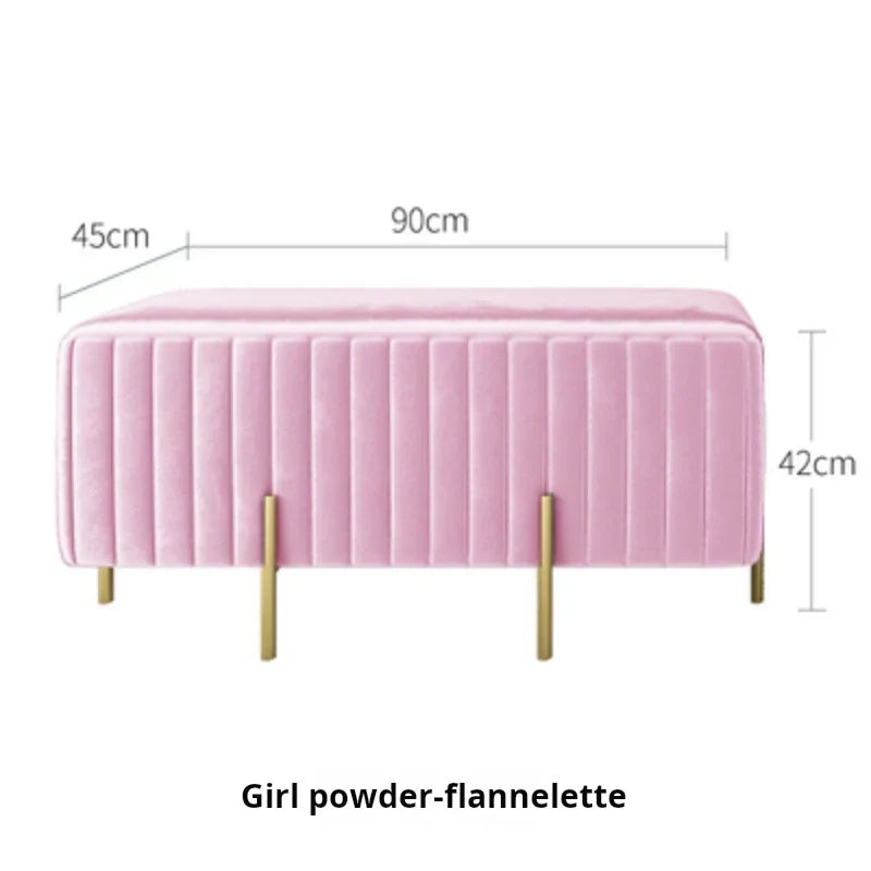 Multifunctional creative Nordic velvet bench for living room and bedroom - Pink 90