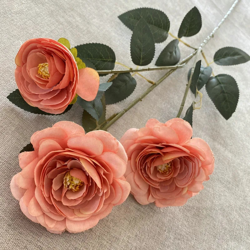 Artificial lotus branch for garden decoration and balcony - Light Orange