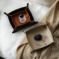 Leather storage tray for dice jewelry and keys