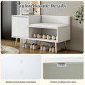 Modern luxury shoe chest in white with storage, upholstered bench and backrest shoe rack with metal handles and Meta - WF317984AAA