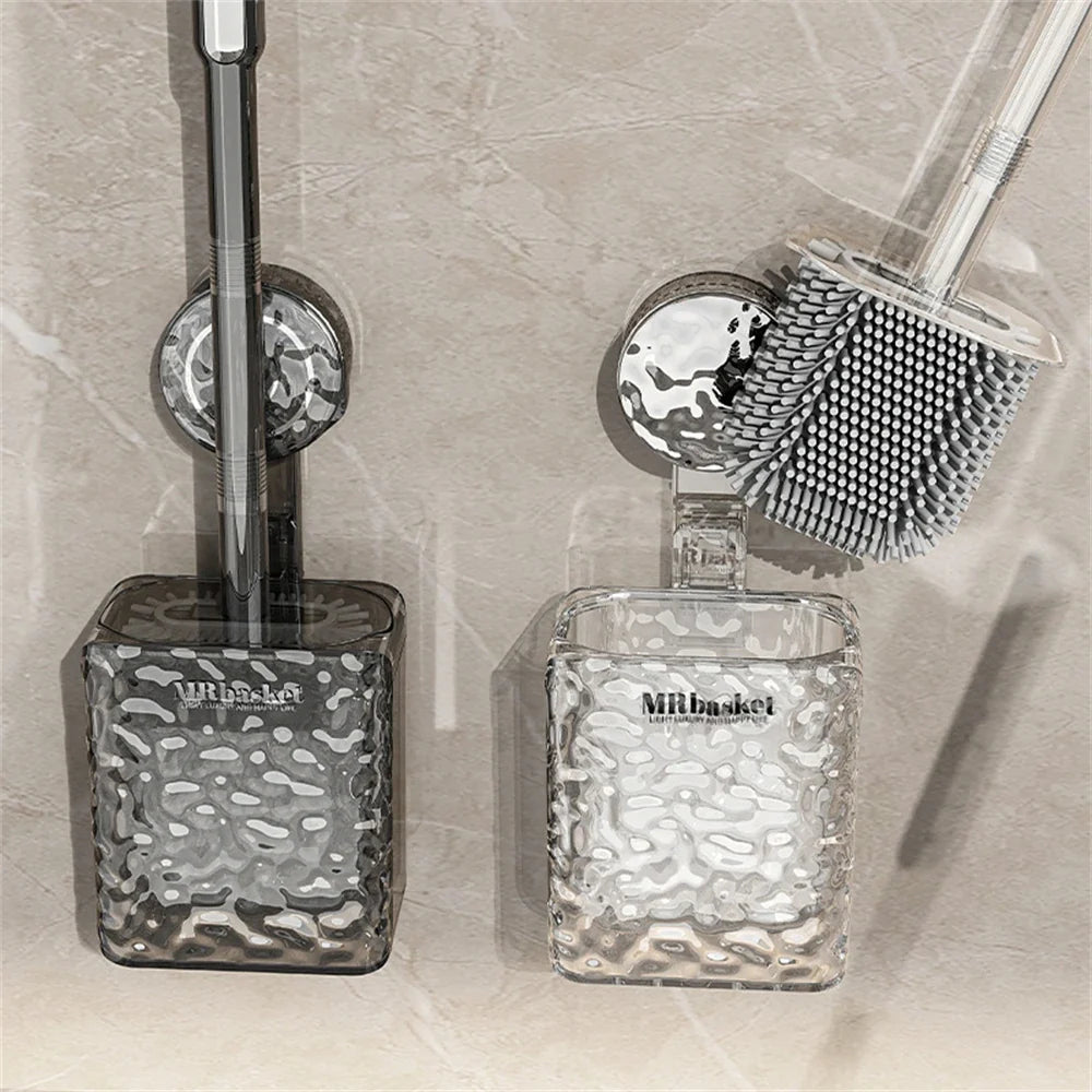 Glacier pattern toilet brush with long handle and wall fastening - view 3