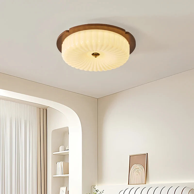 Retro ceiling lamp in solid wood medieval style for eye protection - view 4