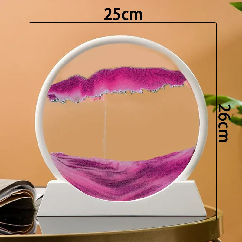 Glass hourglass 3d sand landscape in motion artistic decoration - F-Pink (12 inches)