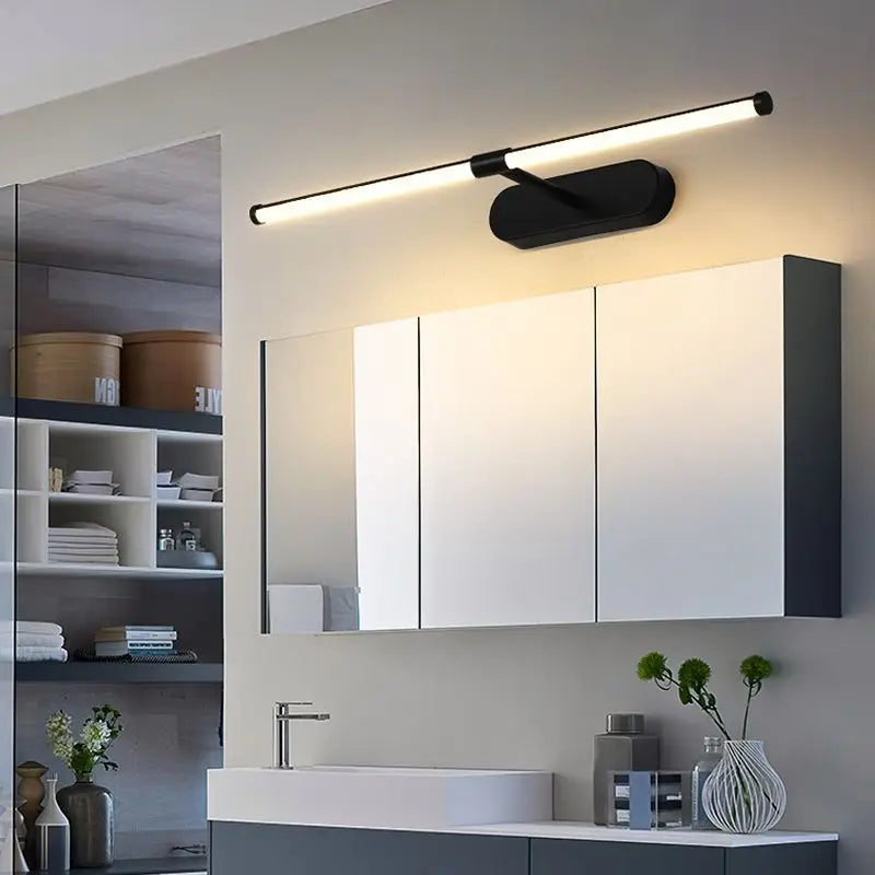 Waterproof anti-fog cosmetic mirror with modern led lighting - view 2