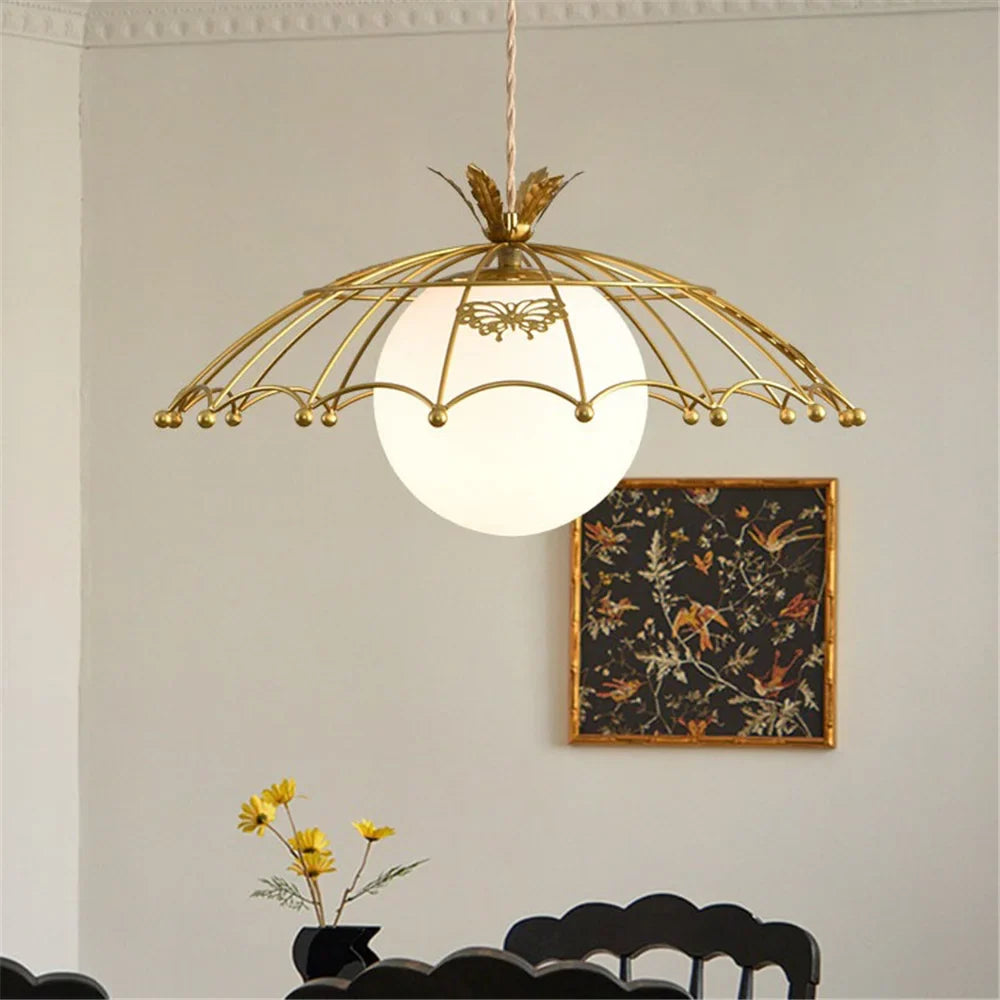 LED pendant in glass with golden hat Nordic style for decoration - view 5