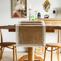 Table runner canvas jute beige champetre pom-poms - 30X120cm 1pc