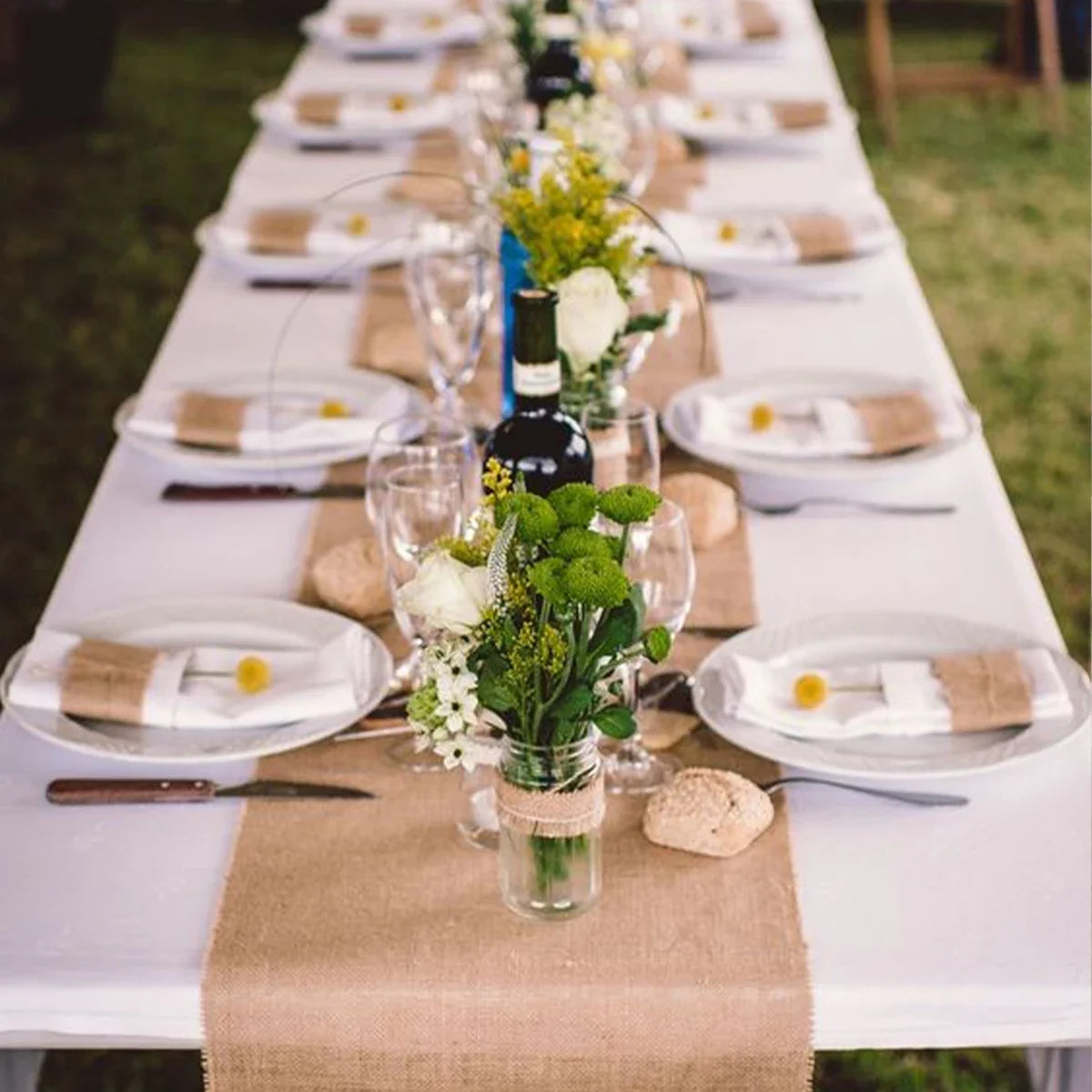 Rustic field-style linen table runner - view 3