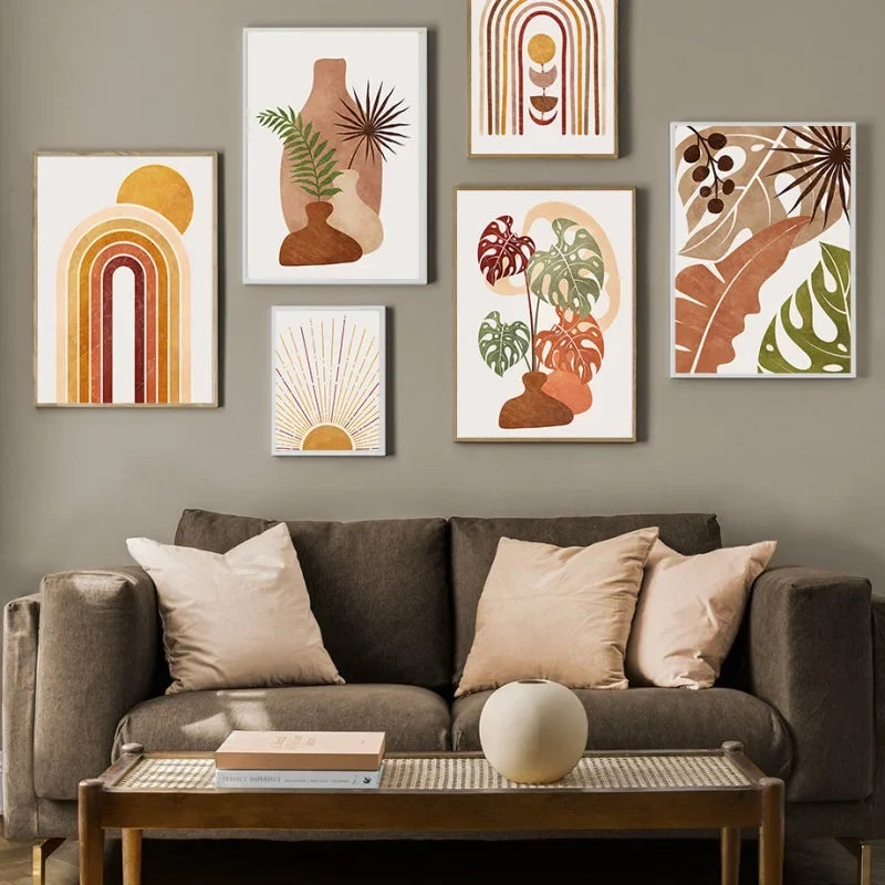 Tableware vase monstera terracotta abstract wall decoration Nordic - view 2