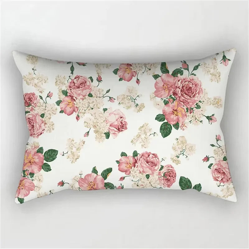 Delicate Bright Rainbow Floral Throw Pillow Cover