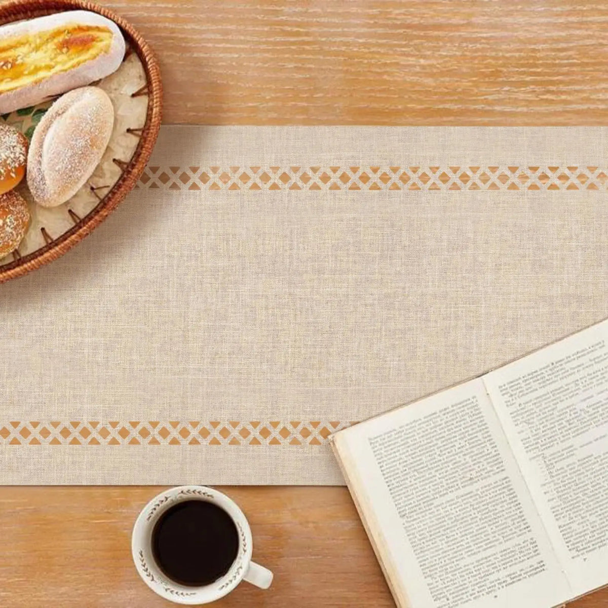 Modern style openwork linen table runner - view 4
